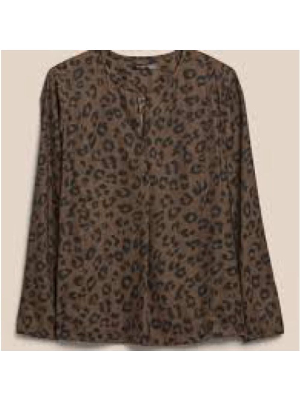 Banana Republic Petite Essential Long Sleeve Animal Print Popover Blouse-size LP